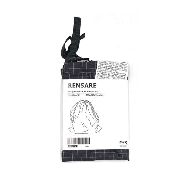 이케아 RENSARE 렌사레 가방 체크 패턴 블랙 30X40cm 이미지