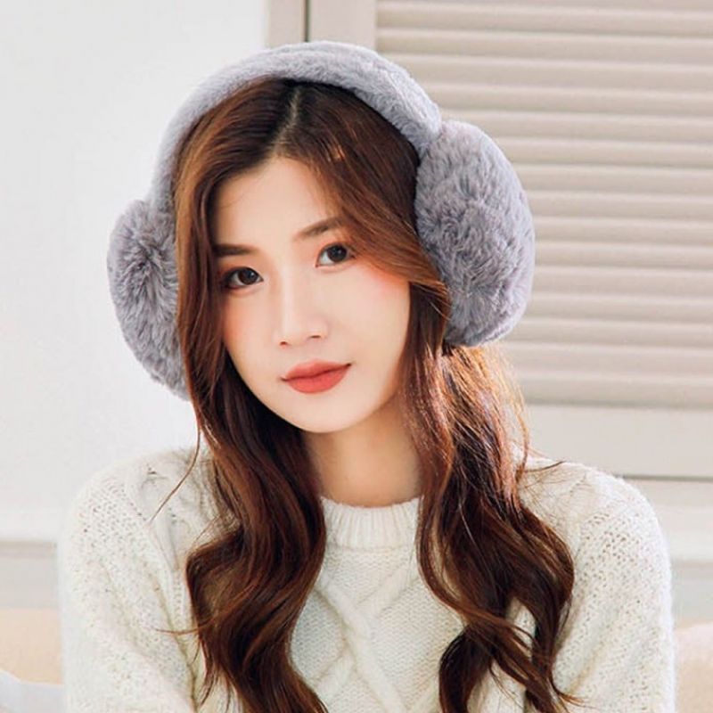 동글동글 귀여운 디자인 코디 접이식 빅 겨울 귀마개 밍크 이미지