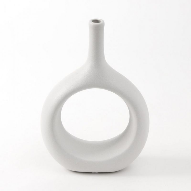화이트 도자기 인테리어 꽃병 17x25cm 인테리어소품 이미지