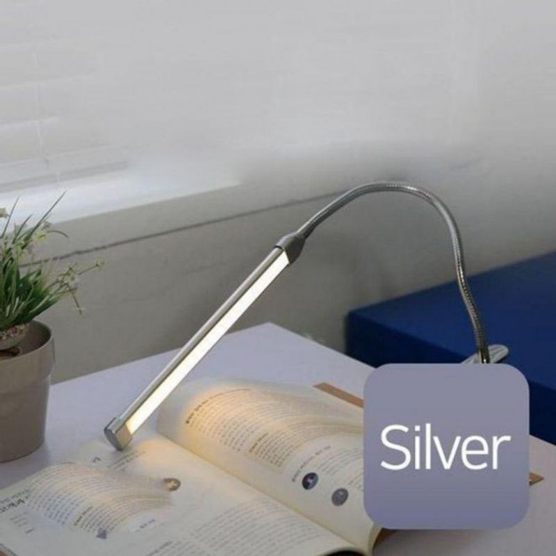 LED 램프 스탠드 조명 데스크 독서등 실버 18cm 이미지
