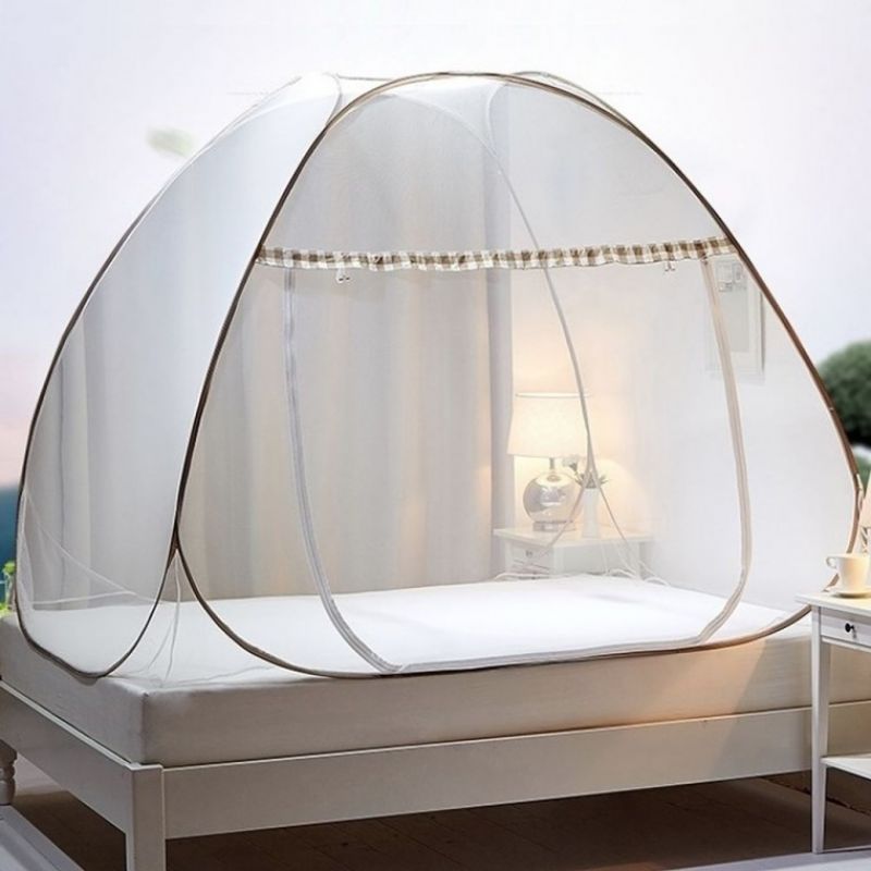 바닥있는 침대 원터치 모기장 텐트 싱글 더블 퀸 킹 슈퍼 퀸침대 패밀리 1인용 침대위 대형 이미지
