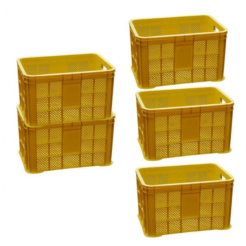사각 컨테이너 박스 과일 노란 콘티 운반 상자 5개 이미지