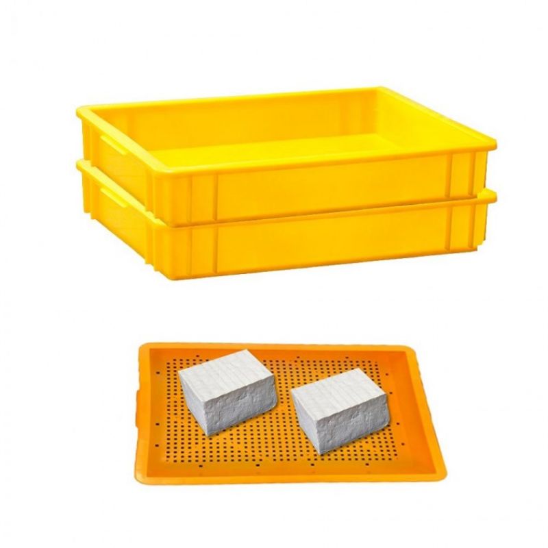 노란 두부 상자 플라스틱 운반 사각 박스 가래떡 10개 이미지