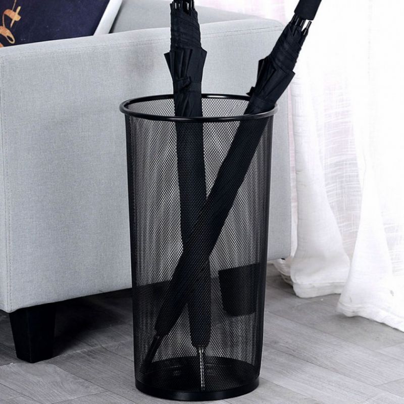 스틸 메쉬 우산꽂이 철망 우산 받침대 쓰레기통 휴지통 겸용 블랙 화이트 이미지