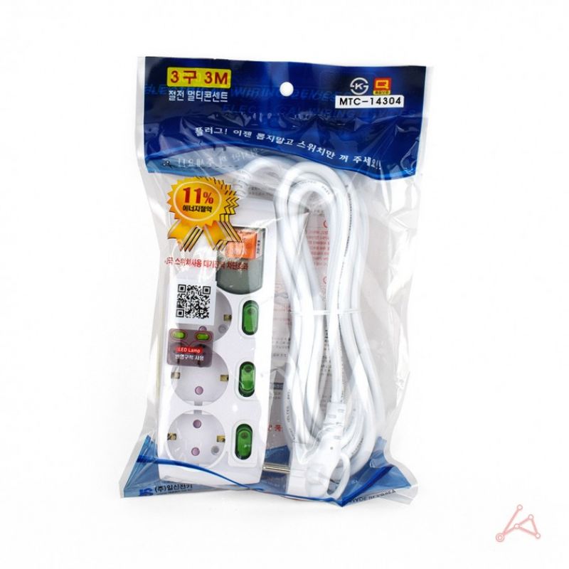절전코드 비교환형 멀티콘센트 3구 3M (메인스위치 개별) 이미지