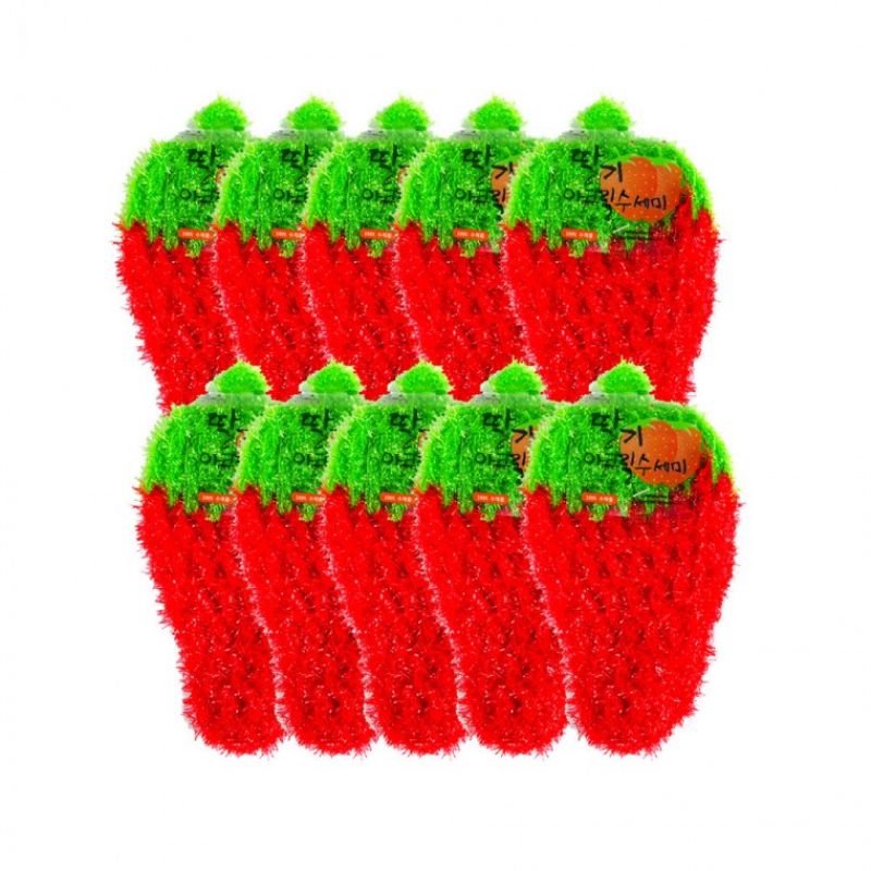 딸기 아크릴수세미 대형 30g-10개 수세미 주방수세미 반짝이수세미 판촉 이미지