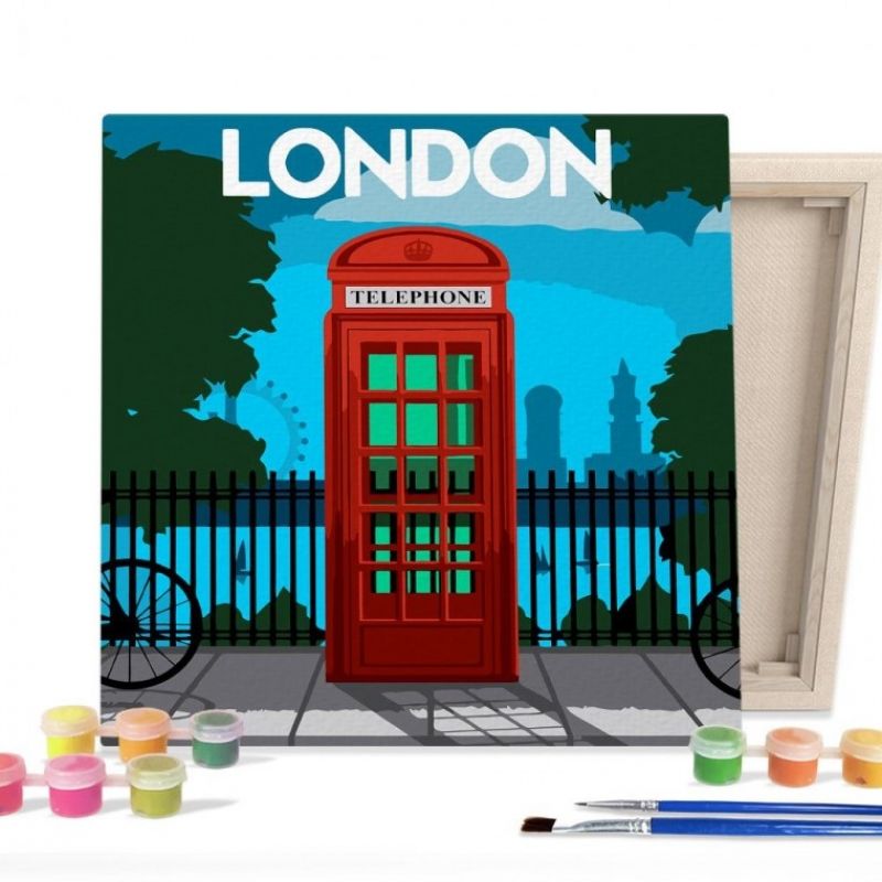 DIY 페인팅 그림 그리기 색칠하기 랜드마크 런던 폰부스 25X25 이미지
