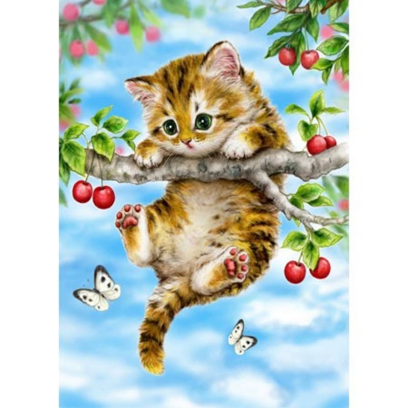 1000피스 직소퍼즐 체리나무위 아기 고양이 이미지