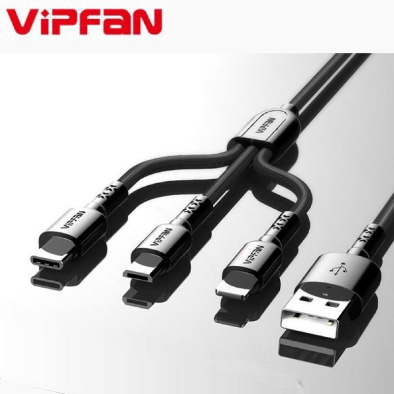 S2B VIPFAN X2 패브릭 USB 3IN1 고속지원 5핀/8핀/C타입 전용충전 케이블 이미지