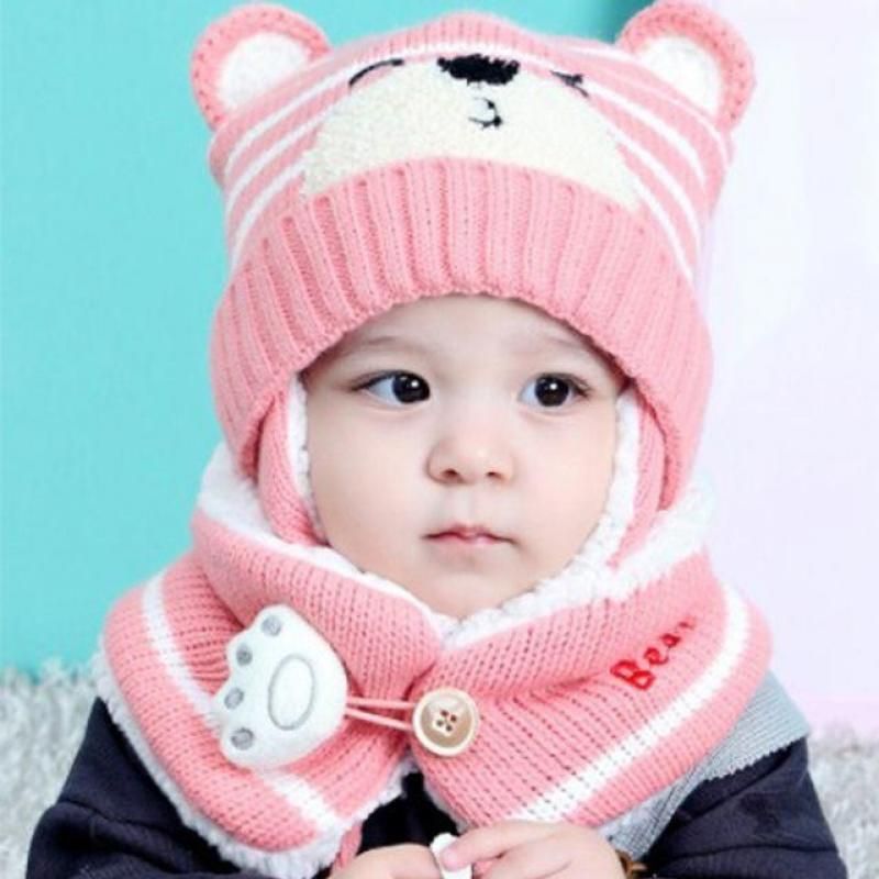 곰목도리 귀여운모자목도리세트 페이스 모자목도리 조이멀티 데일리유아모자 인기만점목도리 유아모 이미지